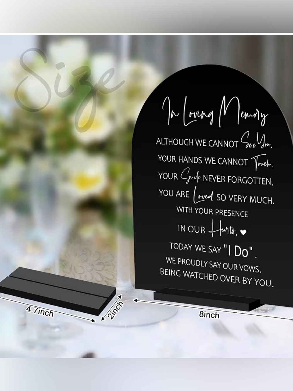 Black Acrylic 'In Loving Memory' Wedding Ceremony Sign